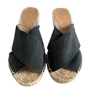 Maypol Leather Crisscross Wicker Wedge Sandal Sz 38